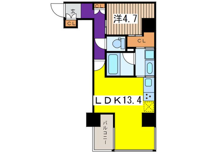 RODIA日本橋茅場町(1LDK/4階)の間取り写真