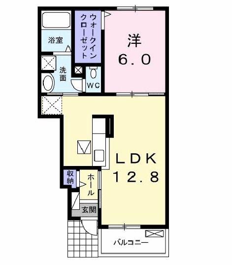 アスタリスク(1LDK/1階)の間取り写真