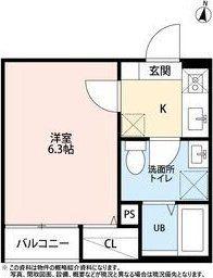プランドール宮町(1K/1階)の間取り写真