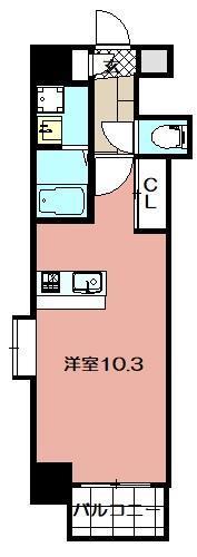 AVENUE KUROSAKI RESIDENCE(1K/13階)の間取り写真