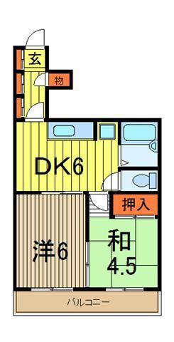 タカラサンロージェ(2DK/4階)の間取り写真