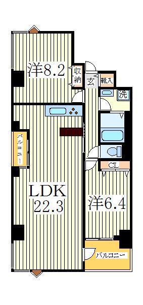 グリーンヒルズ(2LDK/7階)の間取り写真
