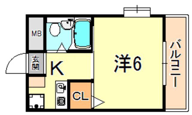 パサージュ西舞子(1K/4階)の間取り写真