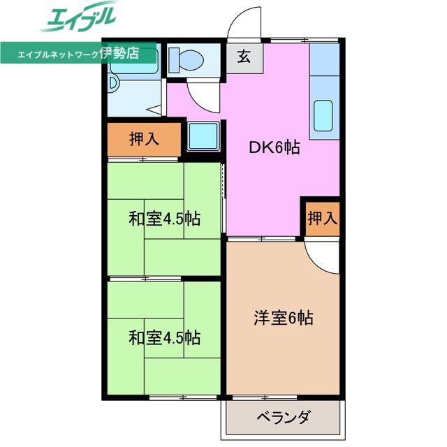 コーポうららか(3DK/1階)の間取り写真