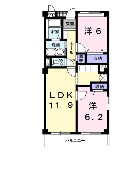 パレス オダ(2LDK/1階)の間取り写真