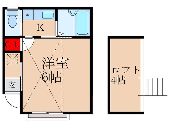 パールハイツ(1K/2階)の間取り写真