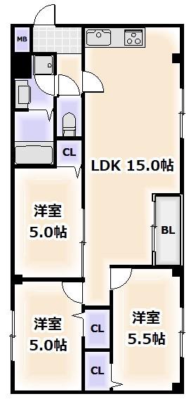 HIT KITATANABE SIX(3LDK/4階)の間取り写真