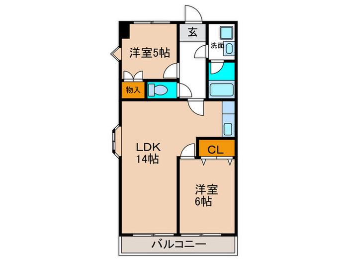 クリエイティブ第1富士ビル(2LDK/2階)の間取り写真