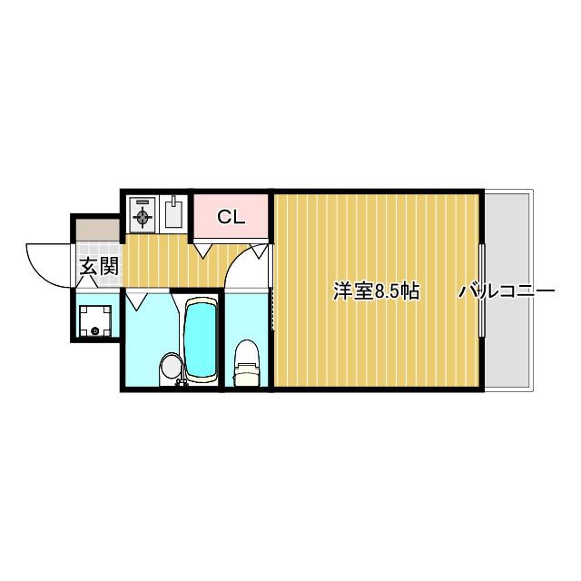 アルファ千里丘(1K/2階)の間取り写真