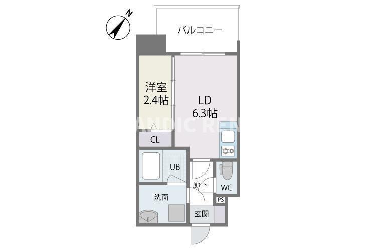MODERN PALAZZO博多駅南AXIA(1DK/4階)の間取り写真