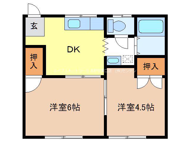 コーポ岡田 A棟(2DK/2階)の間取り写真