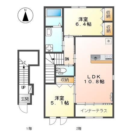 アルシオン(2LDK/2階)の間取り写真