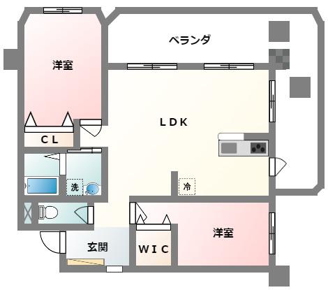 EMINENCE IN 宇地泊(2LDK/2階)の間取り写真