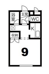 クィーンズコート南郷(1K/1階)の間取り写真