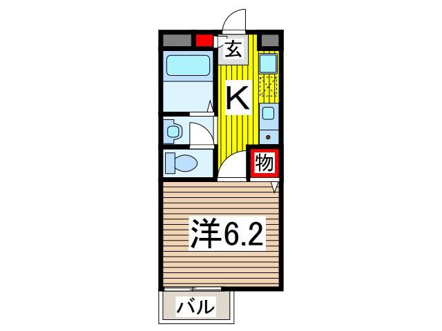 ミンティア(1K/2階)の間取り写真