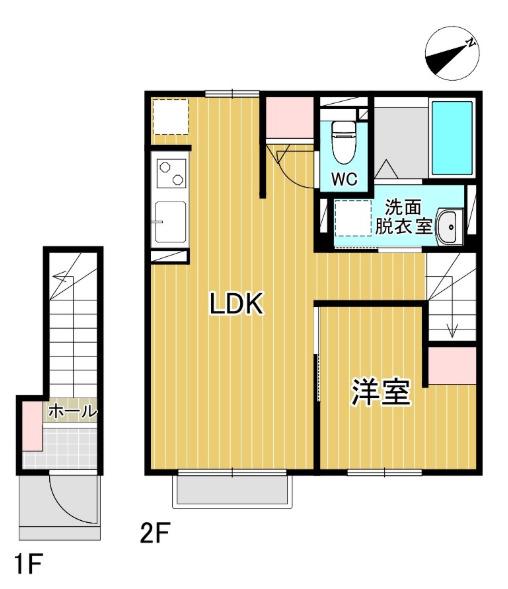 トレゾール土樋(1LDK/2階)の間取り写真