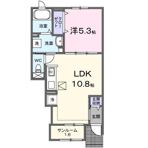 グレイスヴィラ1番館 B(1LDK/1階)の間取り写真