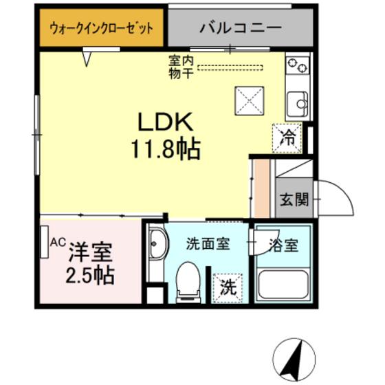 ヴィートヒュース(1LDK/1階)の間取り写真