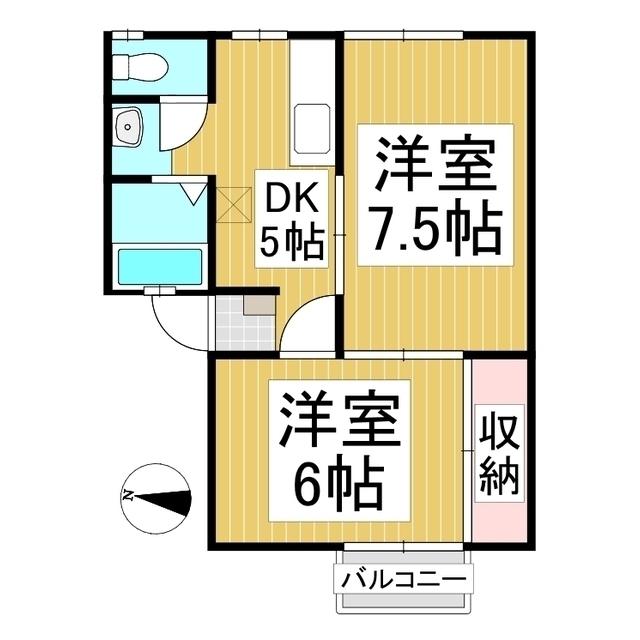 ブラン トウハウス(2DK/2階)の間取り写真