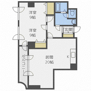 ビッグパレス西線イースト(2LDK/8階)の間取り写真