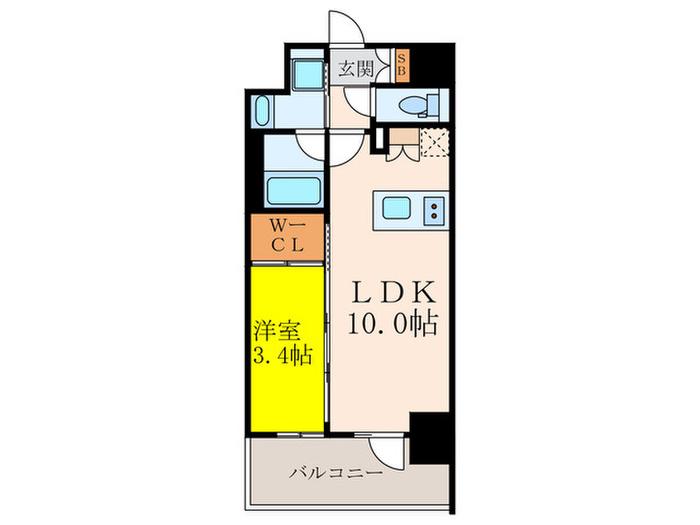 ズーノクルーズ江坂(1LDK/12階)の間取り写真