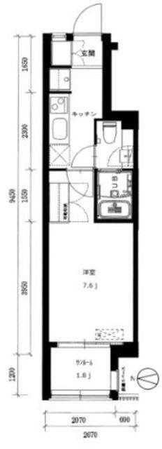 シティーコート府中(1K/3階)の間取り写真