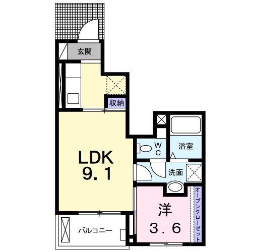 ア・ラ・モード甲府(1LDK/1階)の間取り写真