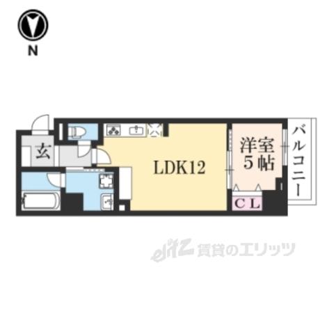 グラシア西大寺(1LDK/5階)の間取り写真