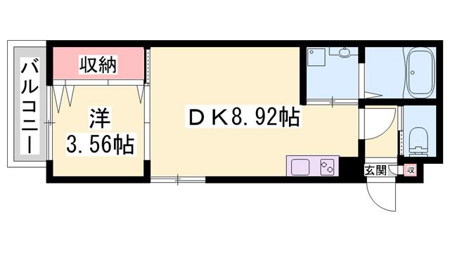 平岡町西谷アパート(1DK/2階)の間取り写真