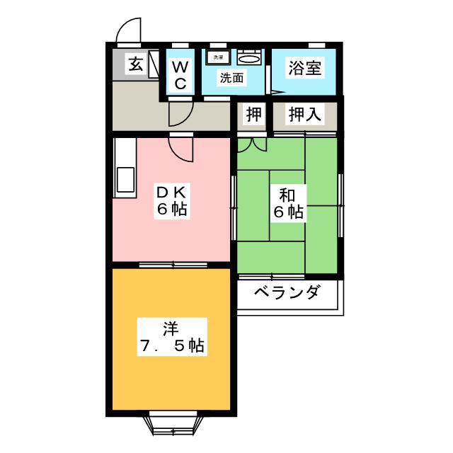 コーポ昭徳I(2DK/1階)の間取り写真