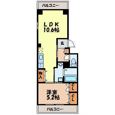 メゾン・ド・赤迫(1LDK/1階)の間取り写真