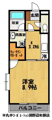 クラストガーデン2(1K/2階)の間取り写真