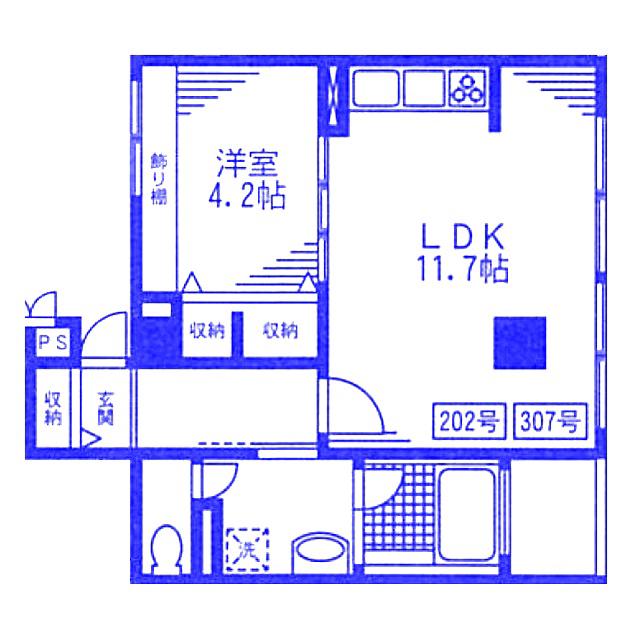 フローラガーデン(1LDK/2階)の間取り写真