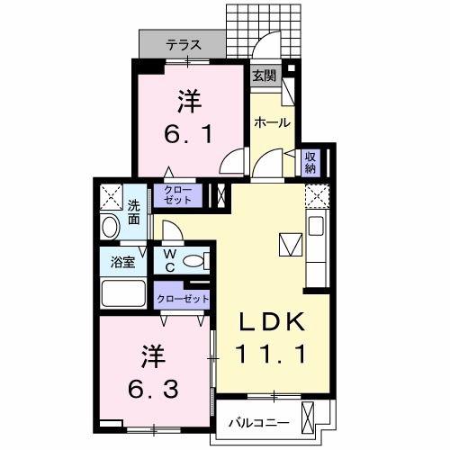 サン フェリーチェ(2LDK/1階)の間取り写真