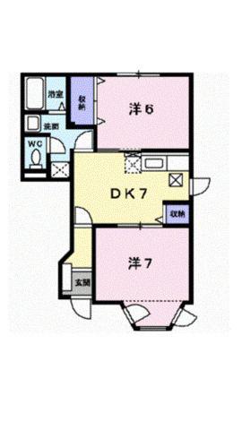 ソレイユルヴァンI(2DK/1階)の間取り写真