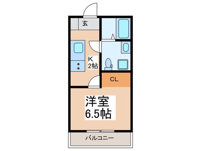 クレストコート東林間(1K/3階)の間取り写真
