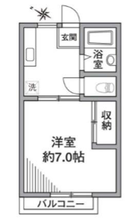 クレッシェンドK(1K/2階)の間取り写真