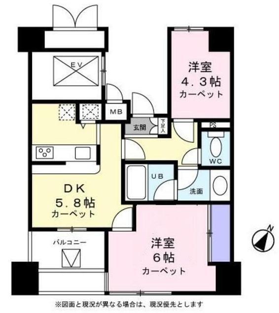 ウィン千駄木(2LDK/6階)の間取り写真