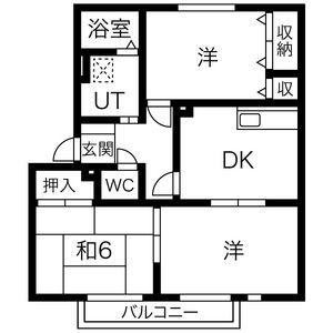 サンガーデン西改田(3DK/2階)の間取り写真
