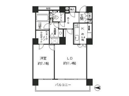 RIVER POINT TOWER(1LDK/13階)の間取り写真