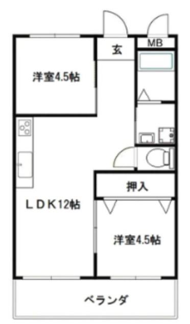 さくらハイツ(2LDK/3階)の間取り写真