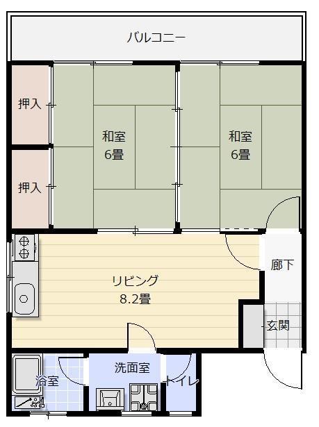 有田興産ビル(2LDK/4階)の間取り写真