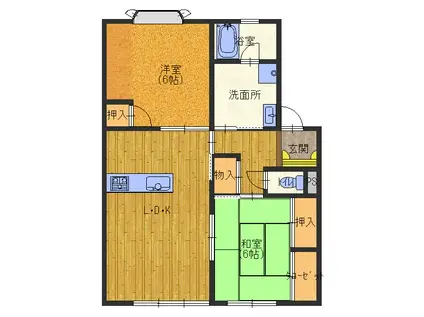 フォレストヒルズ打木谷B棟(2LDK/1階)の間取り写真