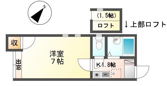 クレスト犀星 205(1K/2階)の間取り写真
