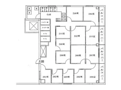 メイプルハイム木場(ワンルーム/2階)の間取り写真