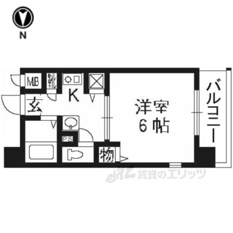 エステムコート京都河原町プレジール(1K/8階)の間取り写真