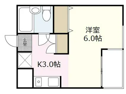 メゾン・ド・ヴィラージュ(ワンルーム/2階)の間取り写真