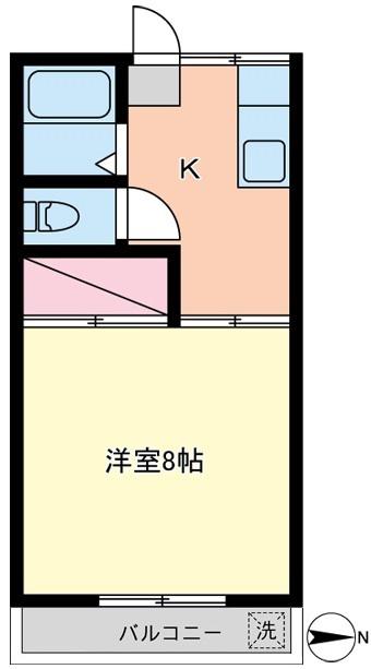 琴平コーポ(1DK/2階)の間取り写真