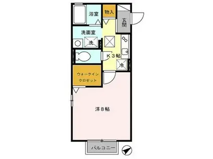 ヘキサ矢峰(1K/1階)の間取り写真