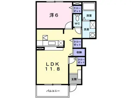 ＪＲ八高線 拝島駅 徒歩16分 2階建 築14年(1LDK/1階)の間取り写真